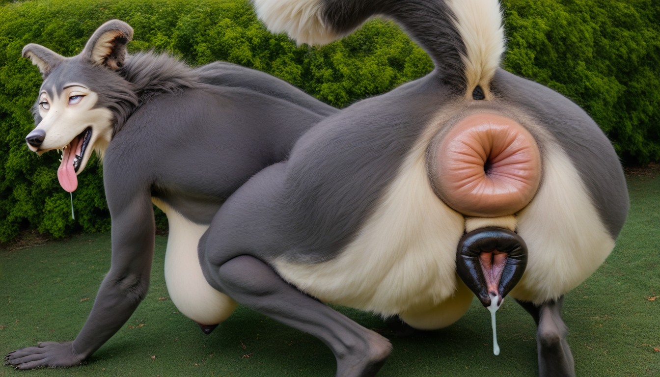 Wolf, Bending Over, Four Legs Furry AI Porn