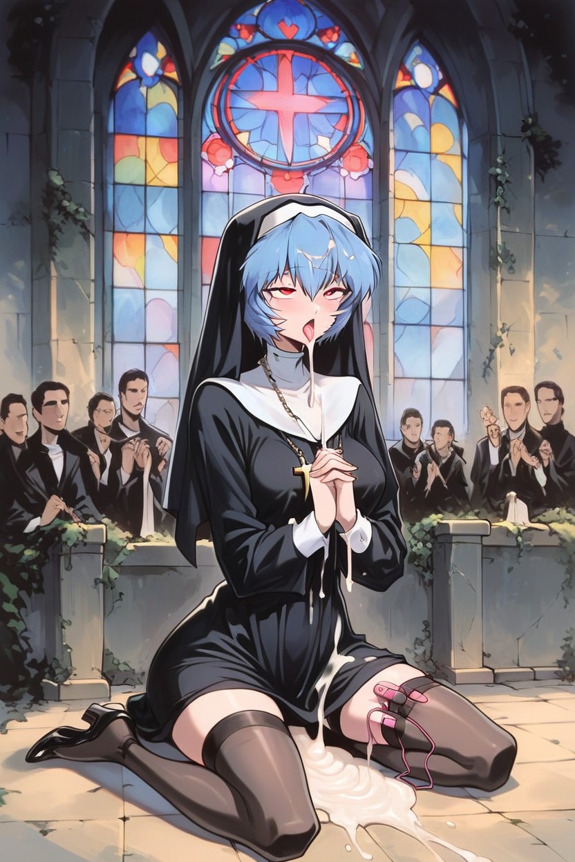 Open Clothes, Massive Facial, Church Hentai AI Porn