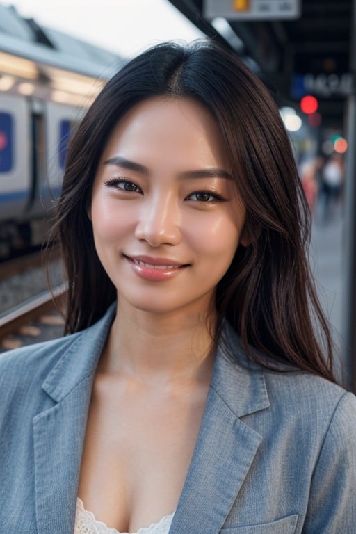 Blue Hour, Train Station, Vietnamese AI Porn