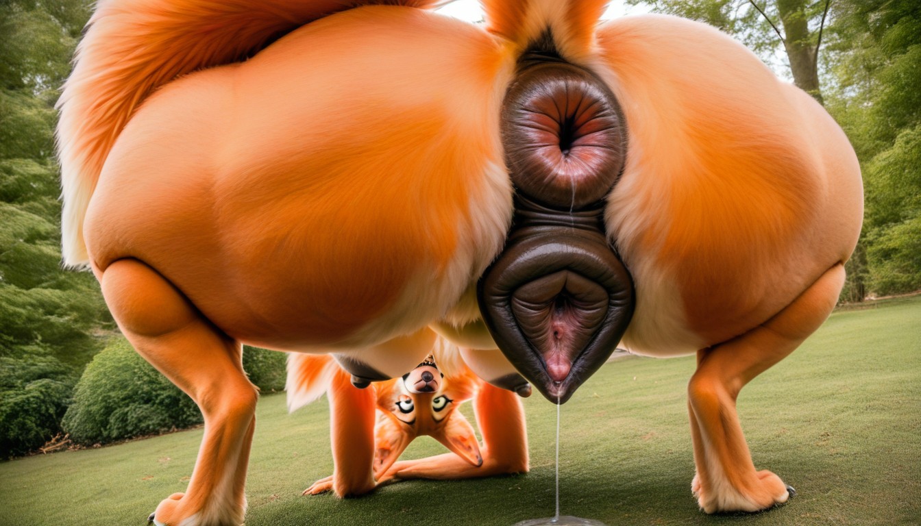 Larger Female, Foliage, Pussy Juice Furry AI Porn