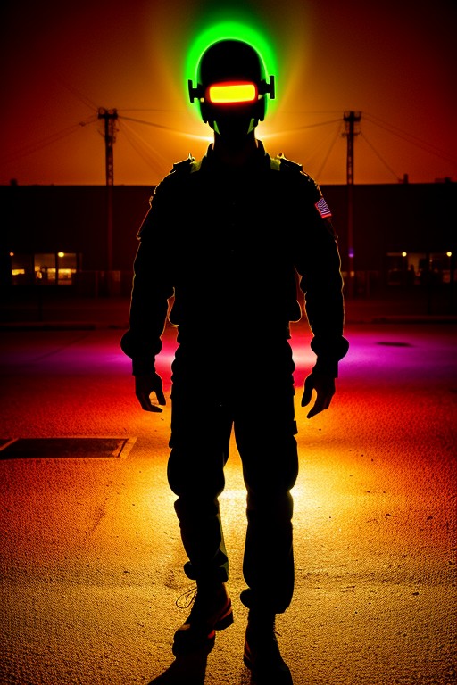 Penis Exposed, Standing Up Full Body, Neon Glow Incubus Horned Helmet Furry AI Porn