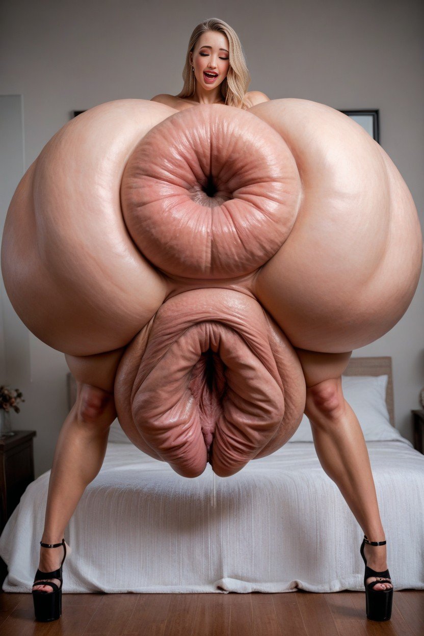 Giant Massive Gigantic Anus, Cheveux Blond, AméricainePorno IA