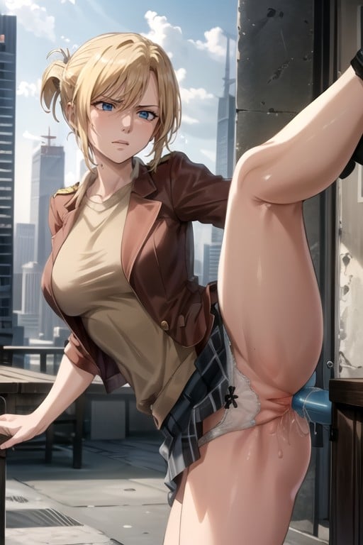 Inserção De Vibrador, Saia De Levantamento, Annie Leonhart (attack On Titan) Pornografia de IA