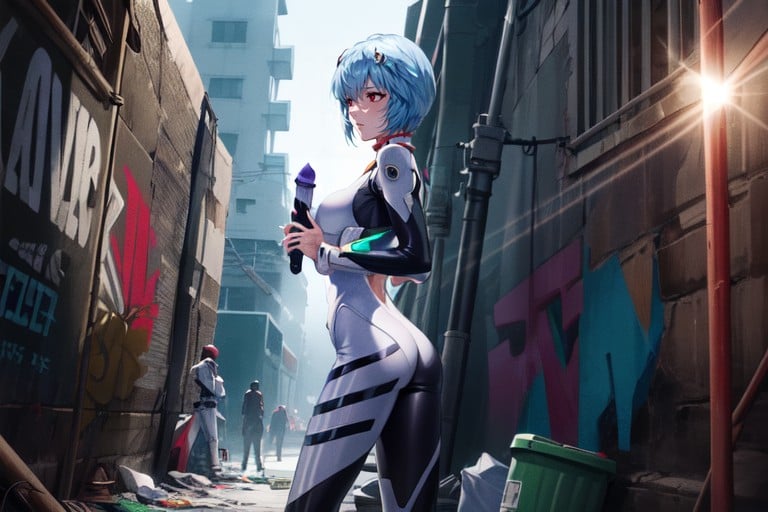 Evangelion, Ultra Detailed Ayanami Rei Evangelion, Cyberpunk City Pornografia de IA