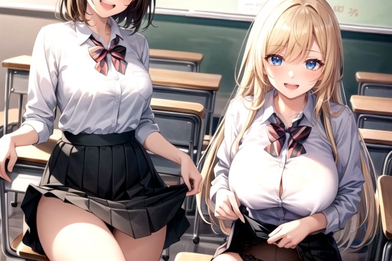 Blonde Hair, Lifting Skirt, Teacher AI Porn