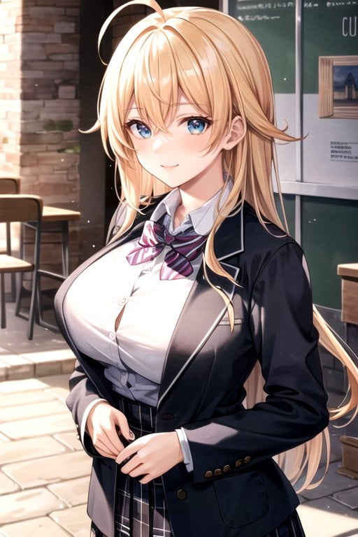 School Jacket, School Uniform, Large Breasts AI Porn