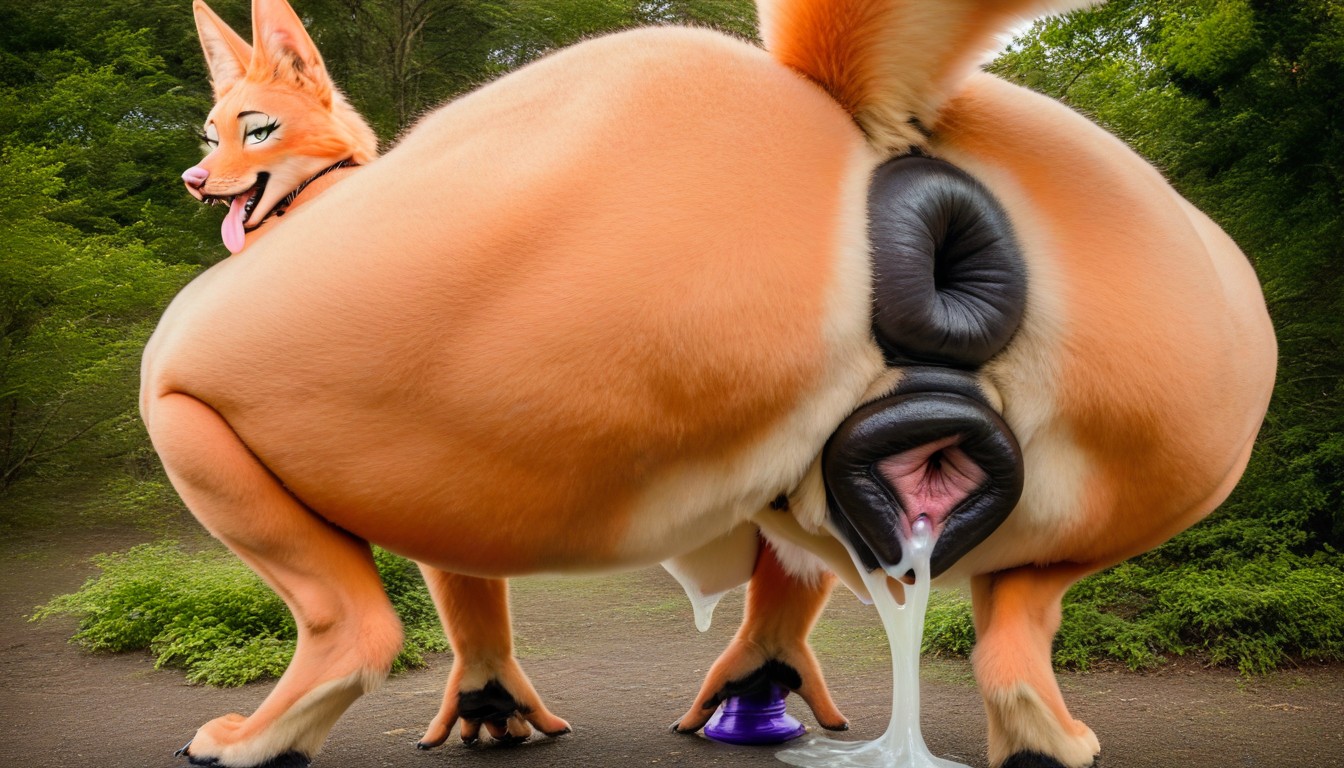 Side View, Puffy Pussy, Massively Enlarged Genitals Furry AI Porn