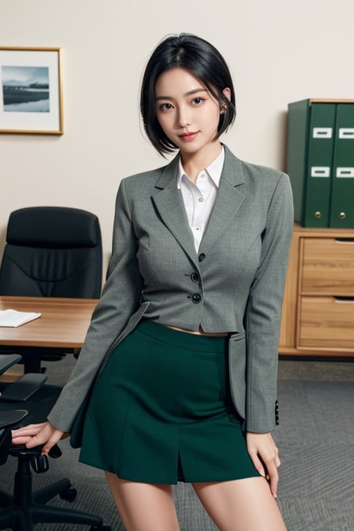 Open Green Office Uniforms Blazer, Office, Medium MuscularAI黃片