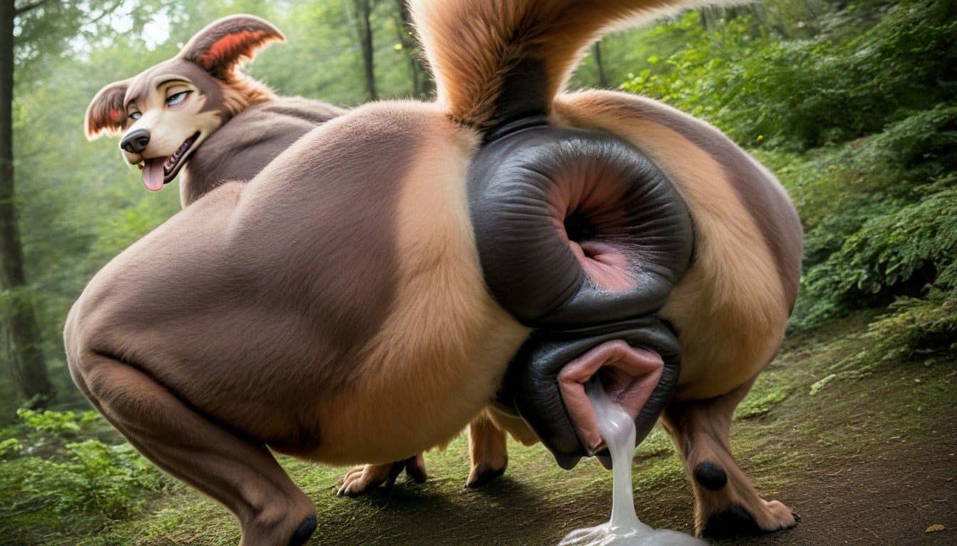 Squatting, Puffy Pussy, Black Anus Furry AI Porn