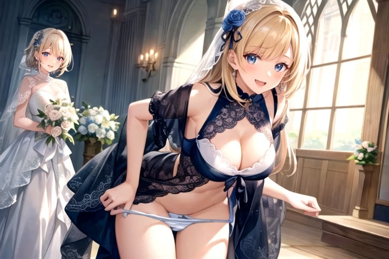 2 People, Blonde Hair, Wedding AI Porn