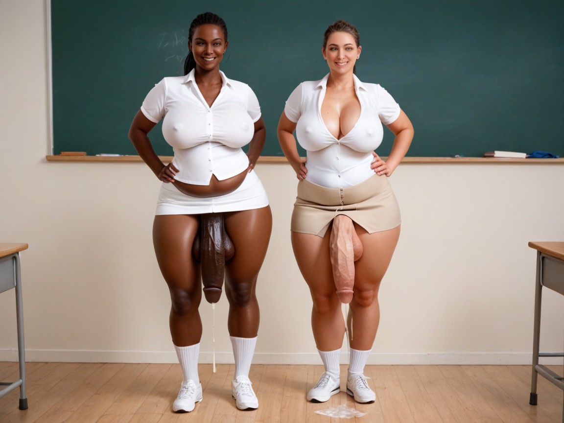 Visible Buttons Up To The Collar, Classroom Of Girls, Flaccid Shemale AI Porn