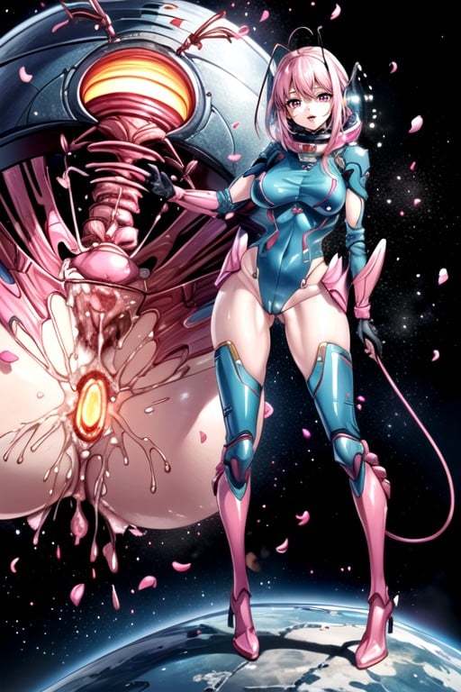 Alien Asshole&pink Glowing Asshole, Pink Glowing Pussy&massive Asshole, Full Body AI Porn