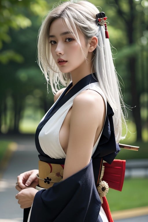 White Hair, Waist Shot, Samurai AI Porn