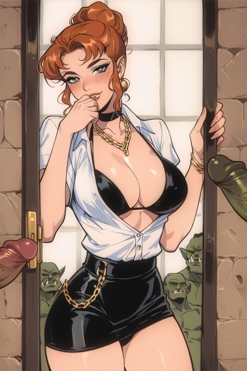Horny, Excited Horny Face, Big Orc Dicks Behind Her Hentai AI Porn