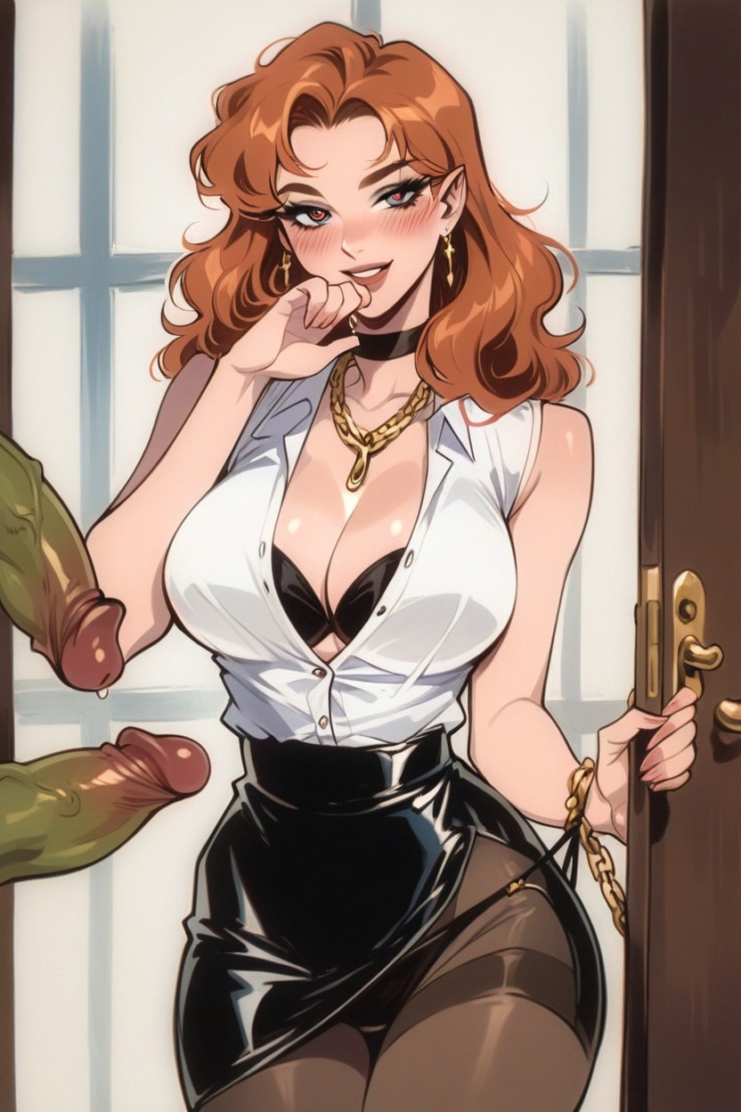 Medium Length, Excited Horny Face, Rounded Breast Hentai AI Porn