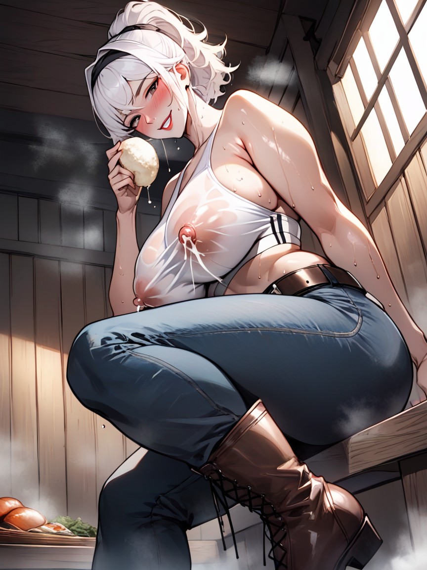 Bust Shot, Mischievous (smiling While Blushing), White Skin AI Porn