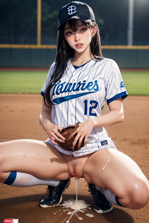 Dripping Cum On Pussy, Dark Blue Pubic Hair, Excessive Bukkake Asian AI Porn