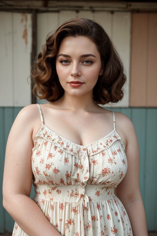 Vintage, In Vintage Sundress, With Vintage HairPorno AI