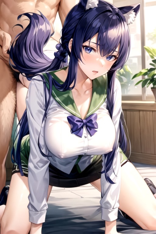 Busujima Saeko (high School Of The Dead), Mini Skirt, Many People Around AI Porn