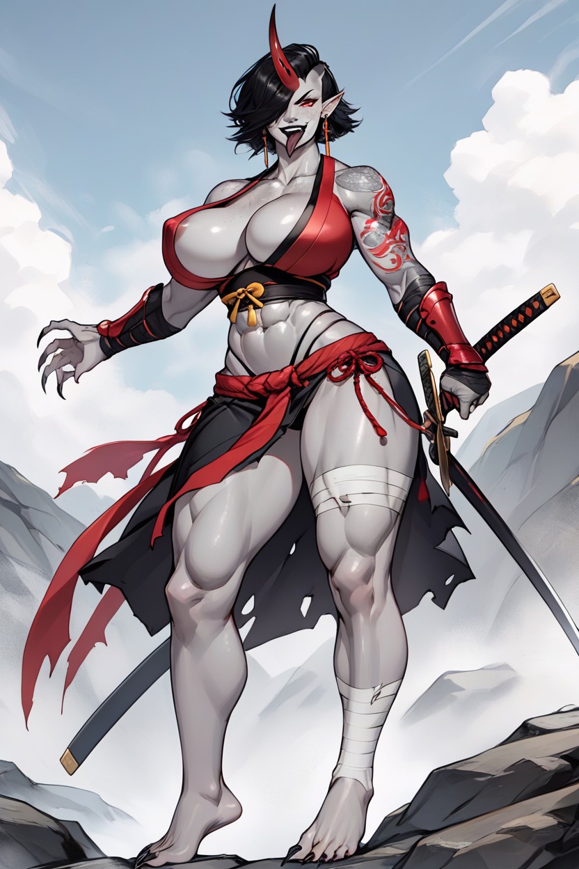 Greyscale, Muscular, Spread Toes AI Porn