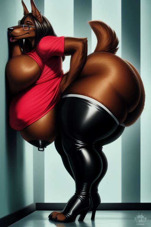 Bending Over, Hyper Butt, Fat Furry AI Porn