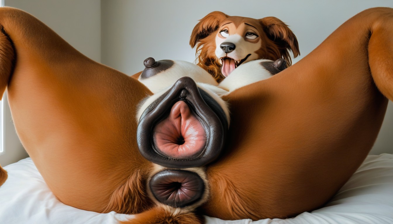 Side View, Brown Fur Like Juno, Large Breasts Furry AI Porn