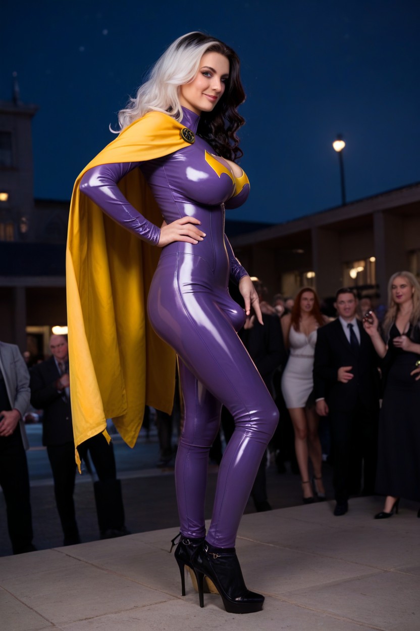 Yellow Cape, One Hand In Hairs, Side View Shemale AI Porn