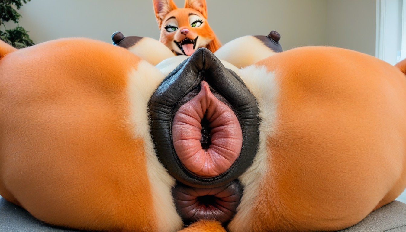 Belly Visible, Extremadamente Pesado En La Parte Inferior, Massive Anus Furry IA