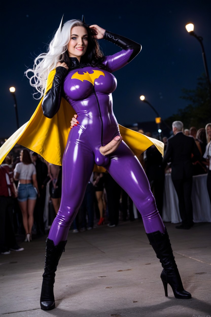 X-men Rogue Hair, One Hand On Waist, Extremely High Heels Shemale AI Porn