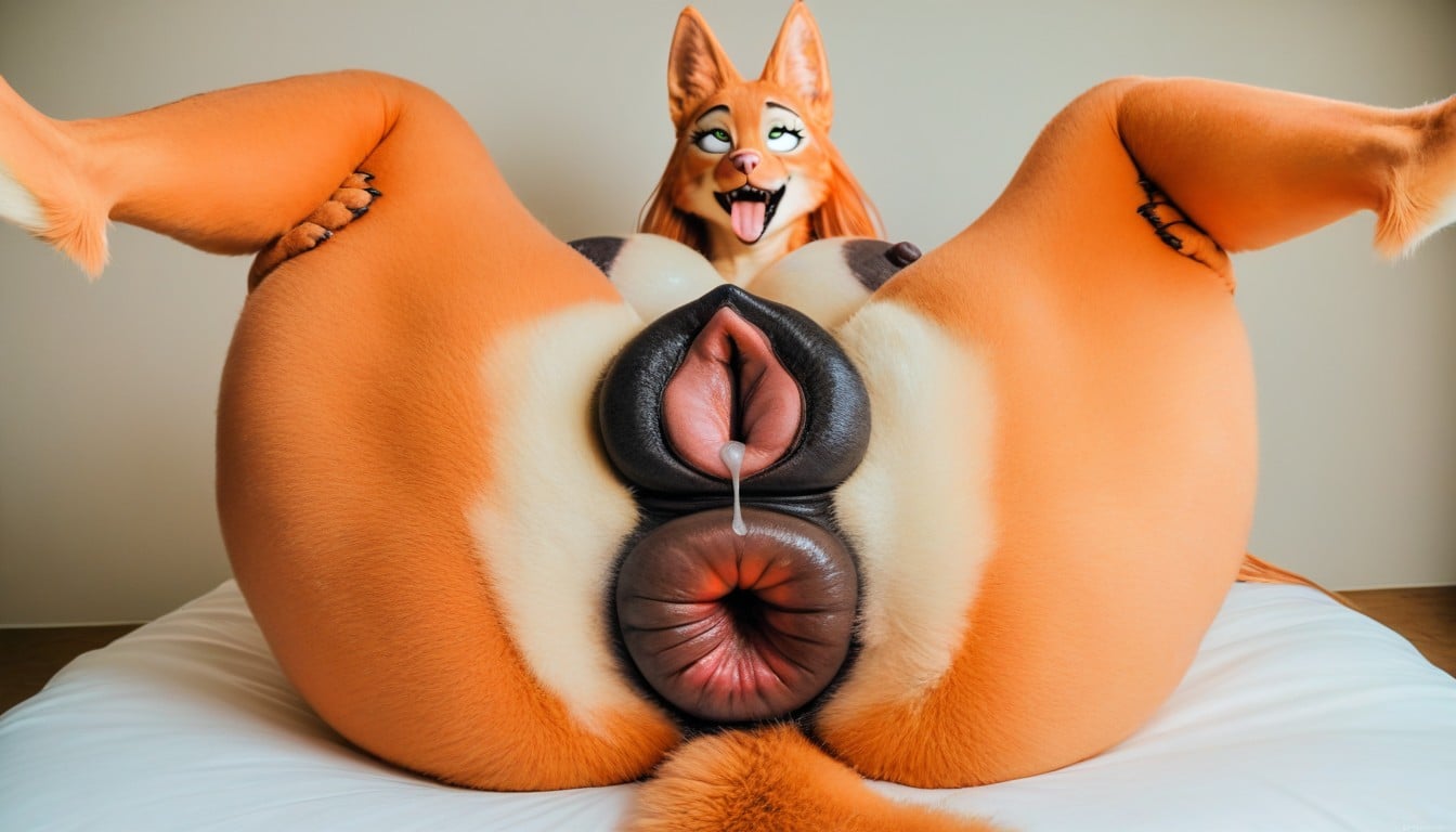 Looking At Viewer, Dark-brown Anus, Realistic Furry IA