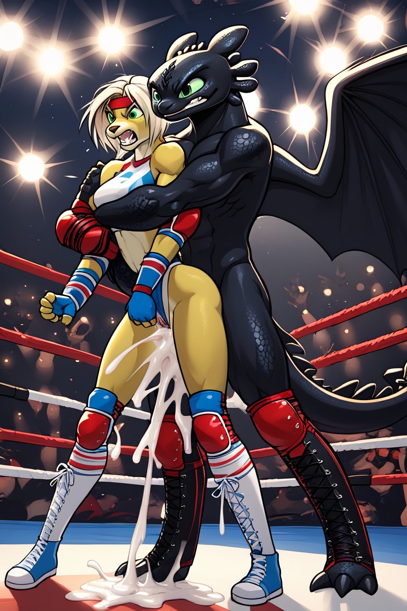 Wrestler Elbow Pads, Skinny, Panicking Furry AI Porn