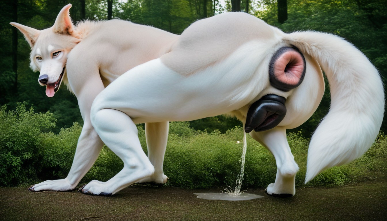Prominent Canine Pussy, Tail Anus, Massively Enlarged Genitals Furry AI Porn