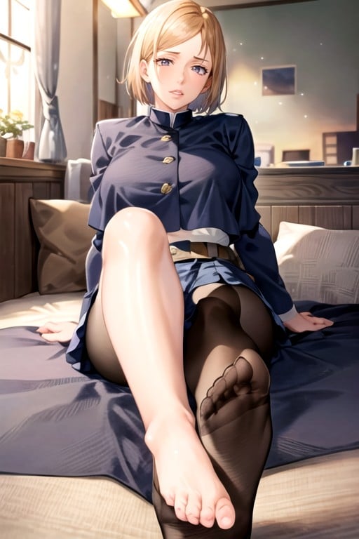 Kugisaki Nobara (jujutsu Kaisen), Stockings, Sitting Presenting Feet AI Gay Porn
