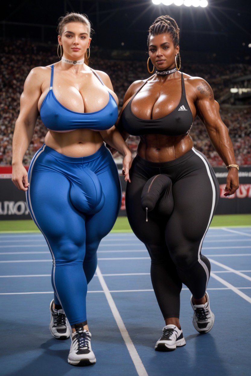 Gigantic, Running, Huge Tits Shemale AI Porn