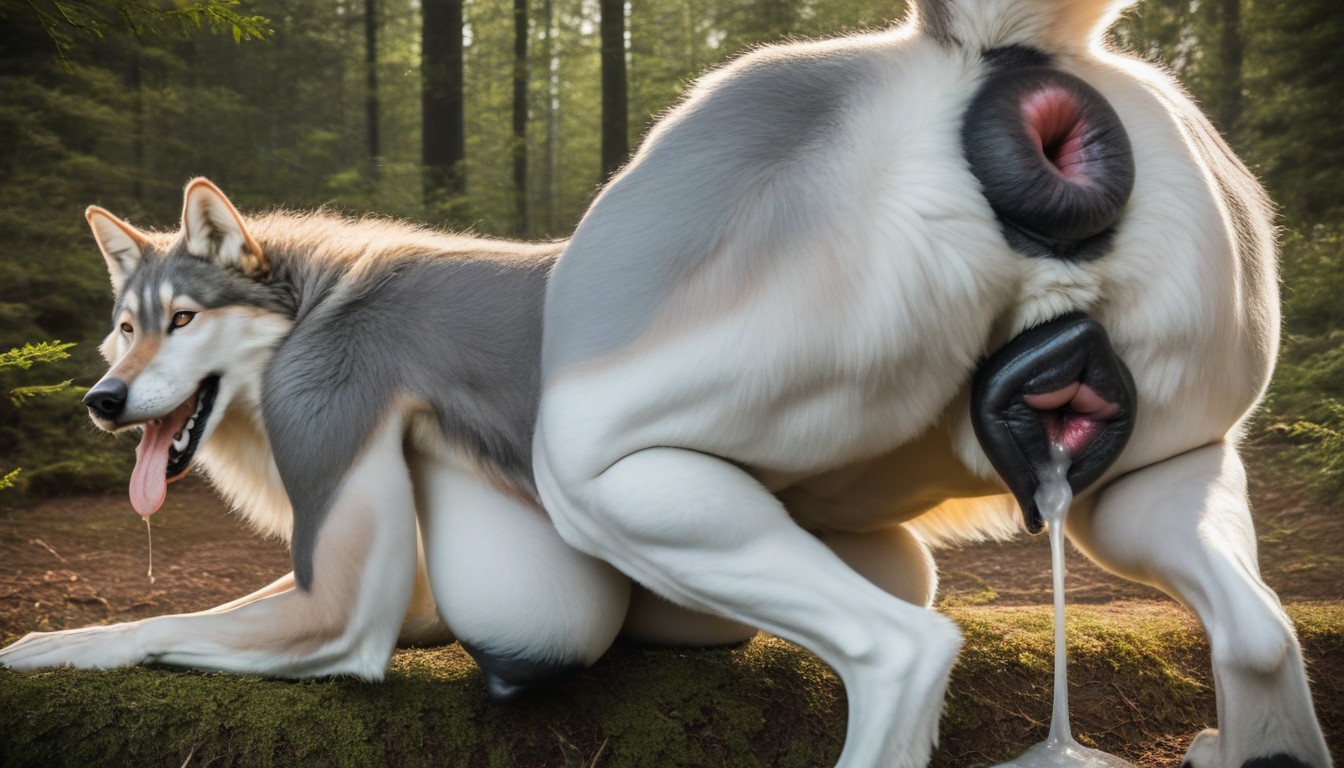 Prominent Canine Pussy, Massive Anus, Close Up Furry AI Porn