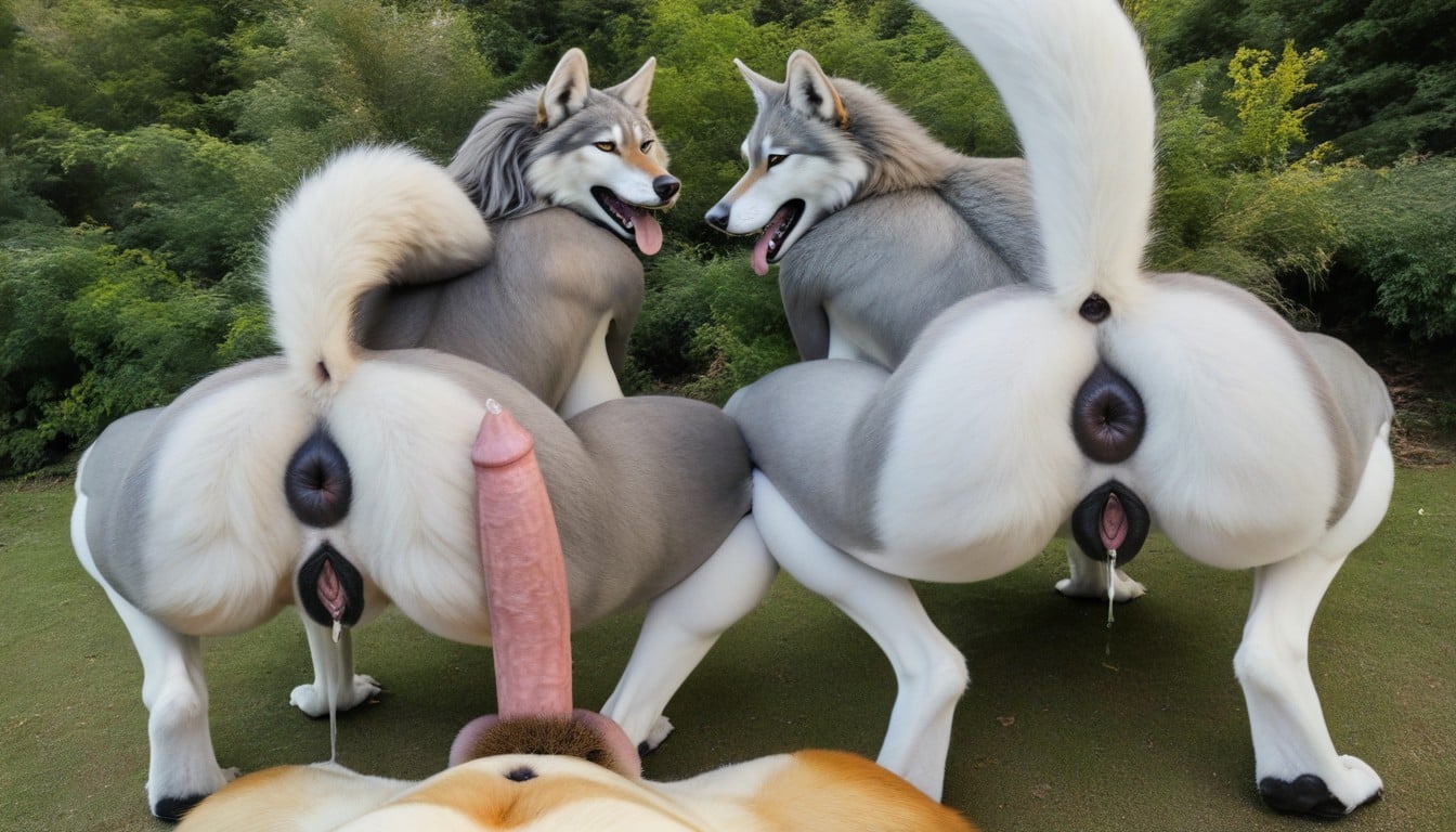 Excessive Genital Dripping, Pussy Facing Camera, Massively Enlarged Genitals Furry AI Porn