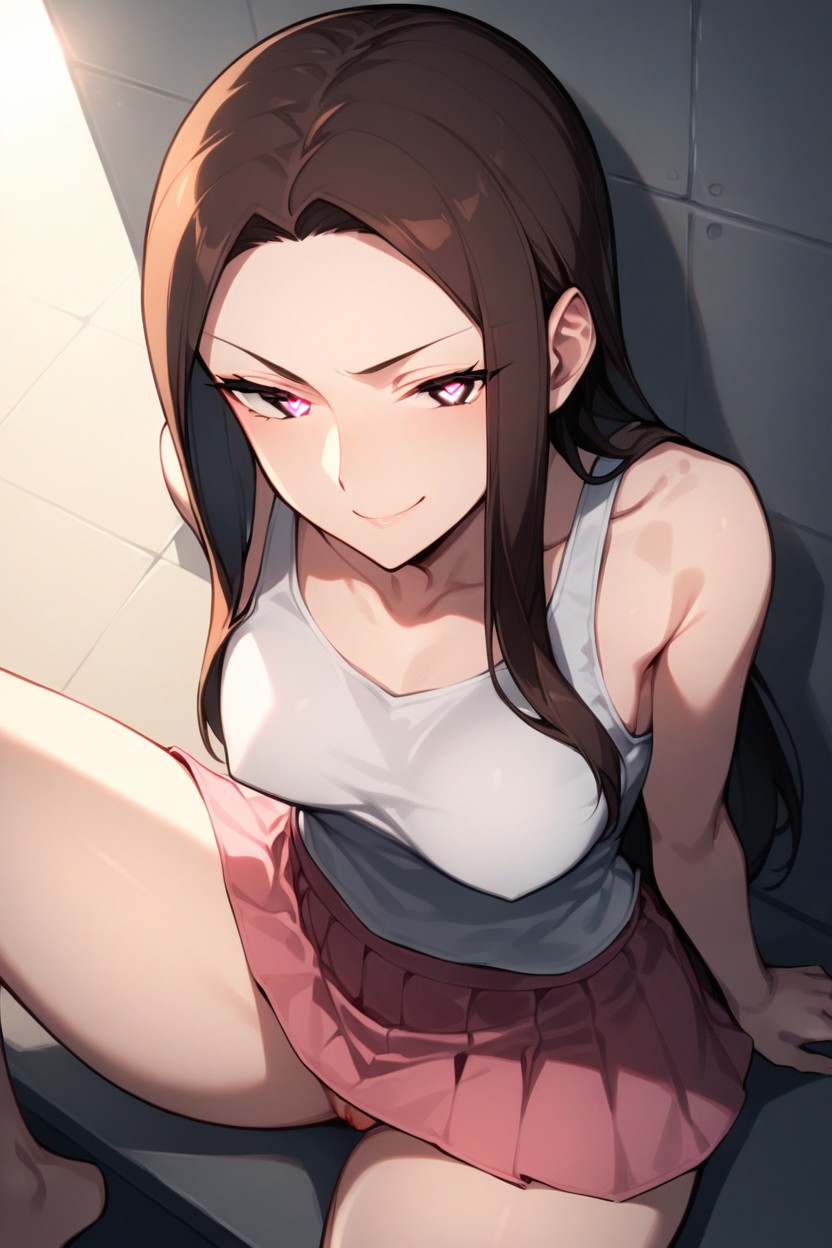 Girl, White Tank Top, Height AI 포르노