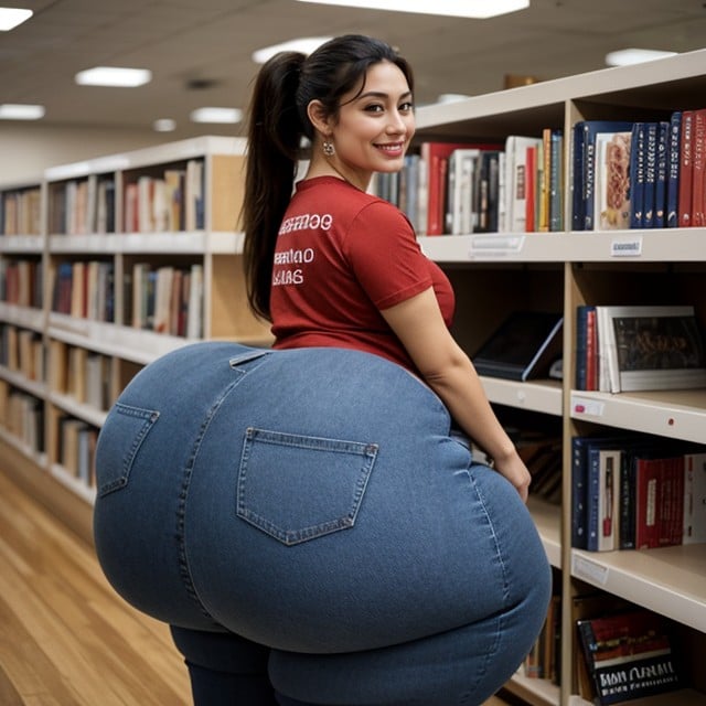 Zoomed Out Camera Angle On Her, Jeans, Smirk AI Porn