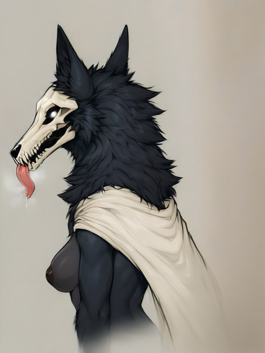 Human, Prominent Anus, Skull Head Furry AI Porn