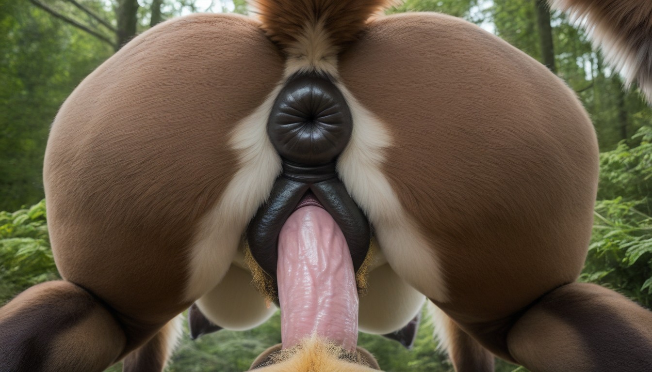 Bestial Body, Lifting One Leg, Riding Huge Penis Doggystyle Sex Pov Furry AI Porn