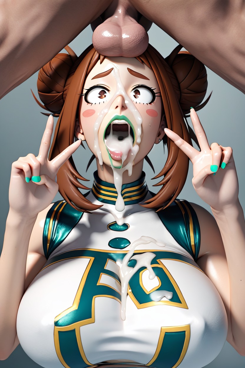 Green Nails, Kneeling, Double Buns Hentai AI Porn