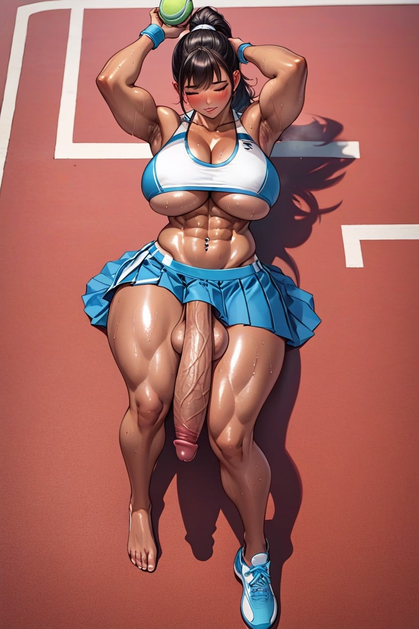 Thin, Closed Eyes, Top Down Shemale AI Porn