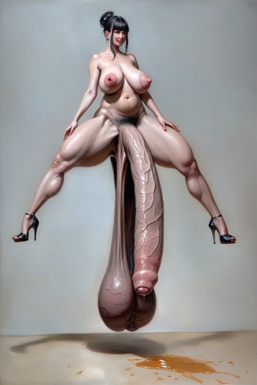 Bangs, Extra Long Foreskin, Hyper Flaccid Cock Shemale AI Porn