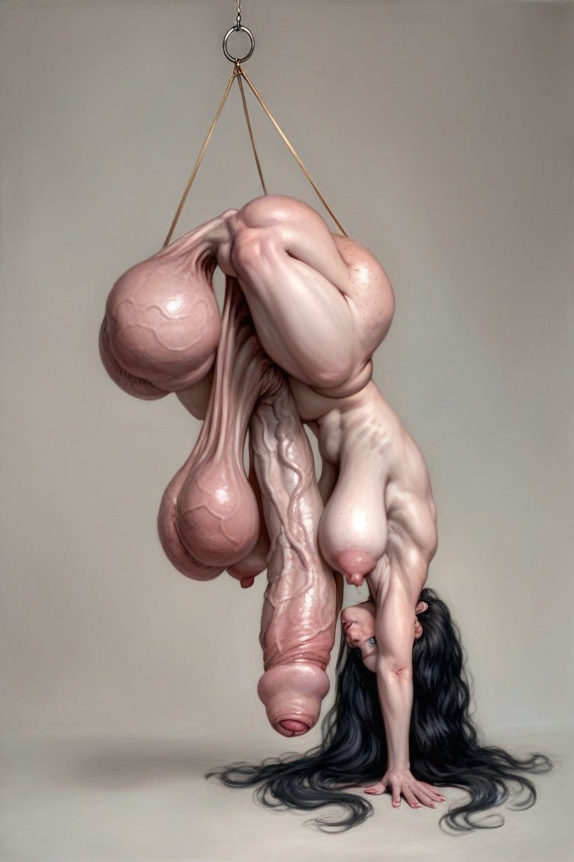 Gigantic Balls, Veiny Cock, Uncircumcised Cock Shemale AI Porn