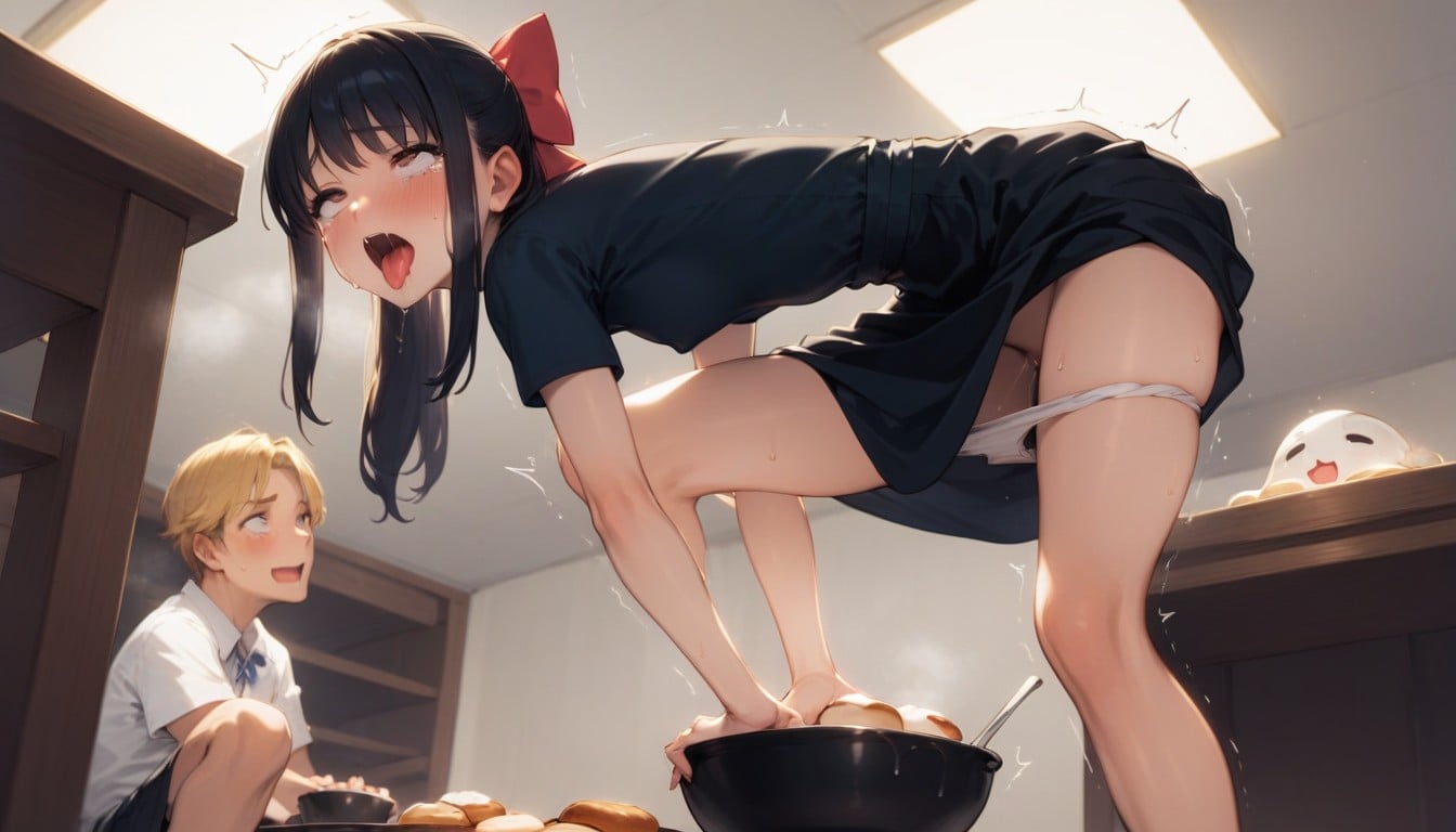 Flat_chest_flat_chest, Man Squatting Over Girl, Bottom Up AI Porn
