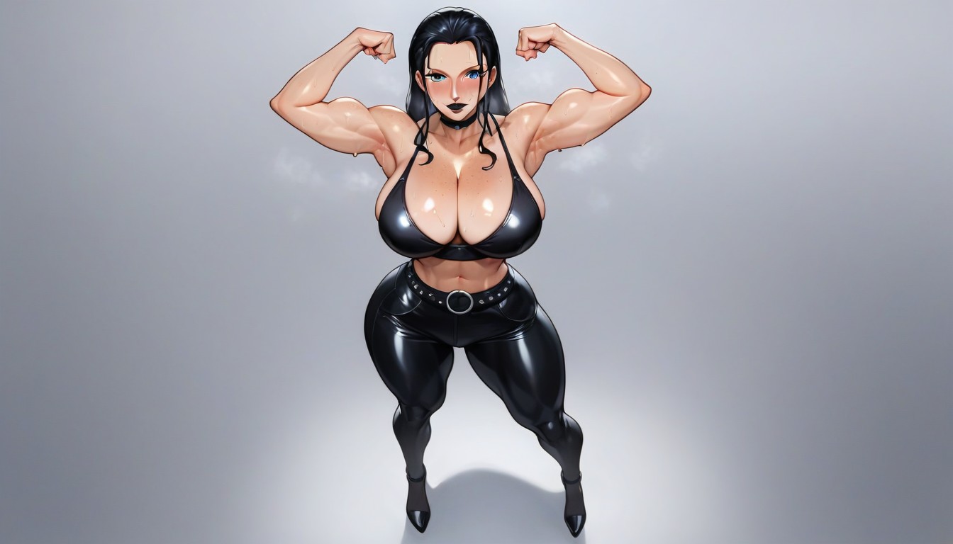 Embarrassed , Curvy Hips, Black Lipstick AI Porn