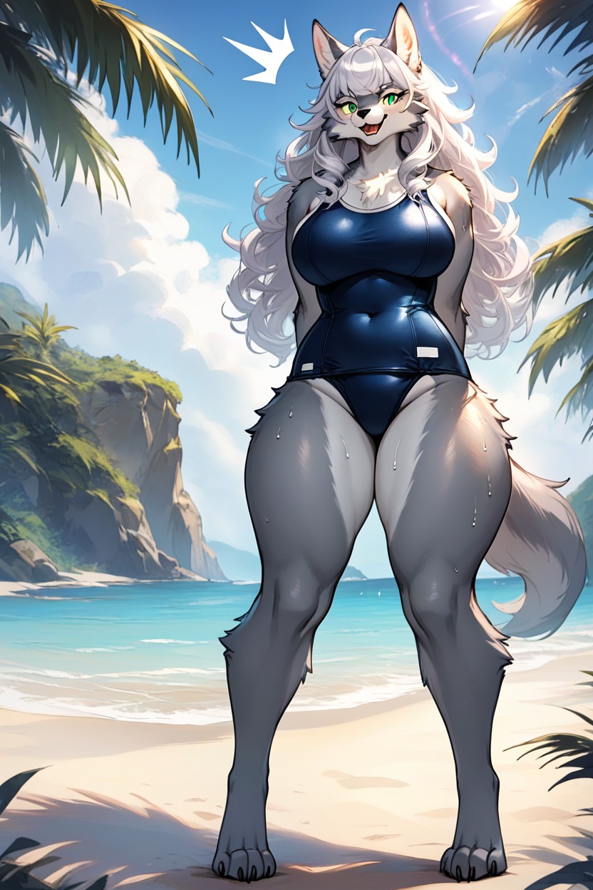 Curly, Oily Skin, Big Ass Furry AI Porn