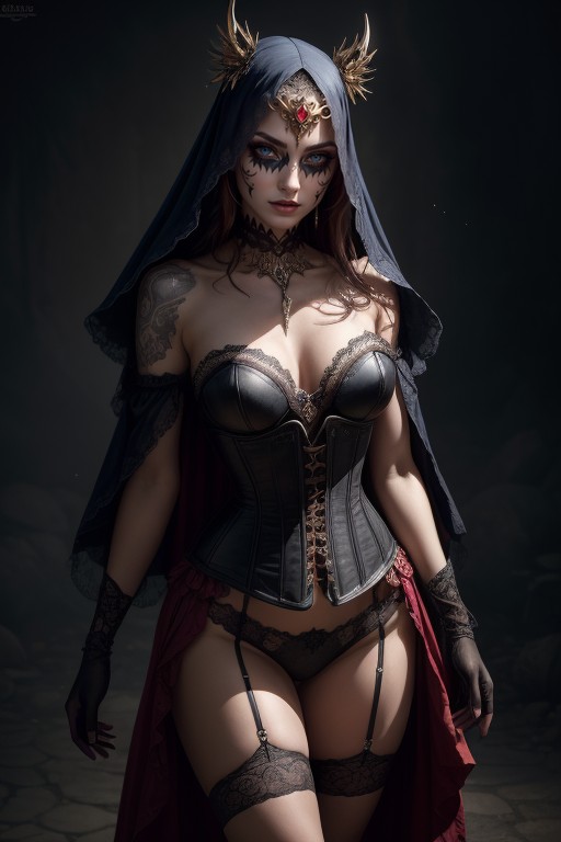 Feet, A Mask Of Enigmatic Charm Conceals Her Playful Grin, As A Female Incarnation AI Porn