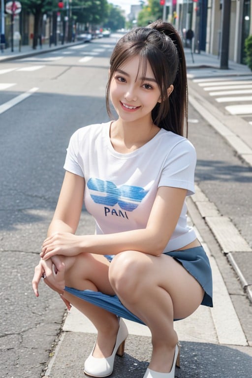 Panty, Show Panty, Short Length T-shirt Asian AI Porn