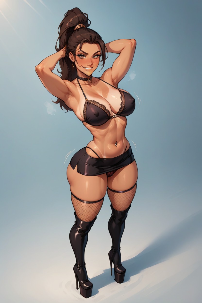 Mini Dress, Thick Thighs, Form Fitting Clothes AI Porn